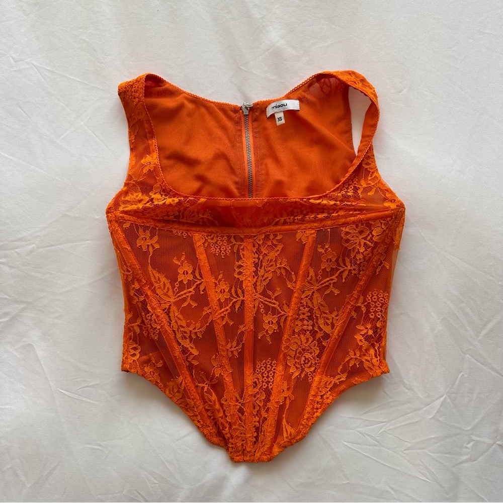 Miaou Campbell Corset Top, Orange
